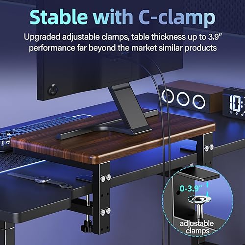 Miniatura 7 de Extensión de escritorio 3 en 1 con abrazadera y estante para monitor, organizador de escritorio de 16.5 pulgadas, altura ajustable, organizador de