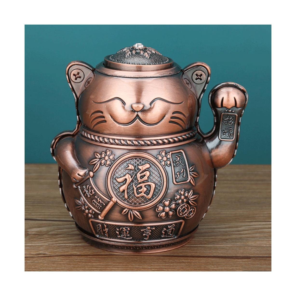 Wdwdw Red Copper Toothpicks Dispenser Toothpick Box Fashion Gorgeous Holder Lucky Cat Push Type Container Creative