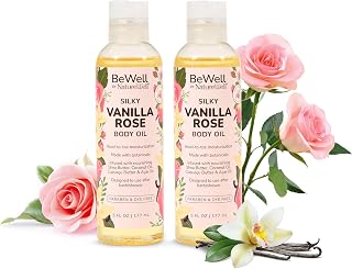 NATURE WELL Moisturizing Lightweight Vanilla Rose Scented Multi-Purpose Body Oil For Smooth & Glowing Skin, Infused With Botanicals, Shea Butter, Coconut Oil, Cupuaçu Butter, Pack of 2 (6 Fl Oz Each)