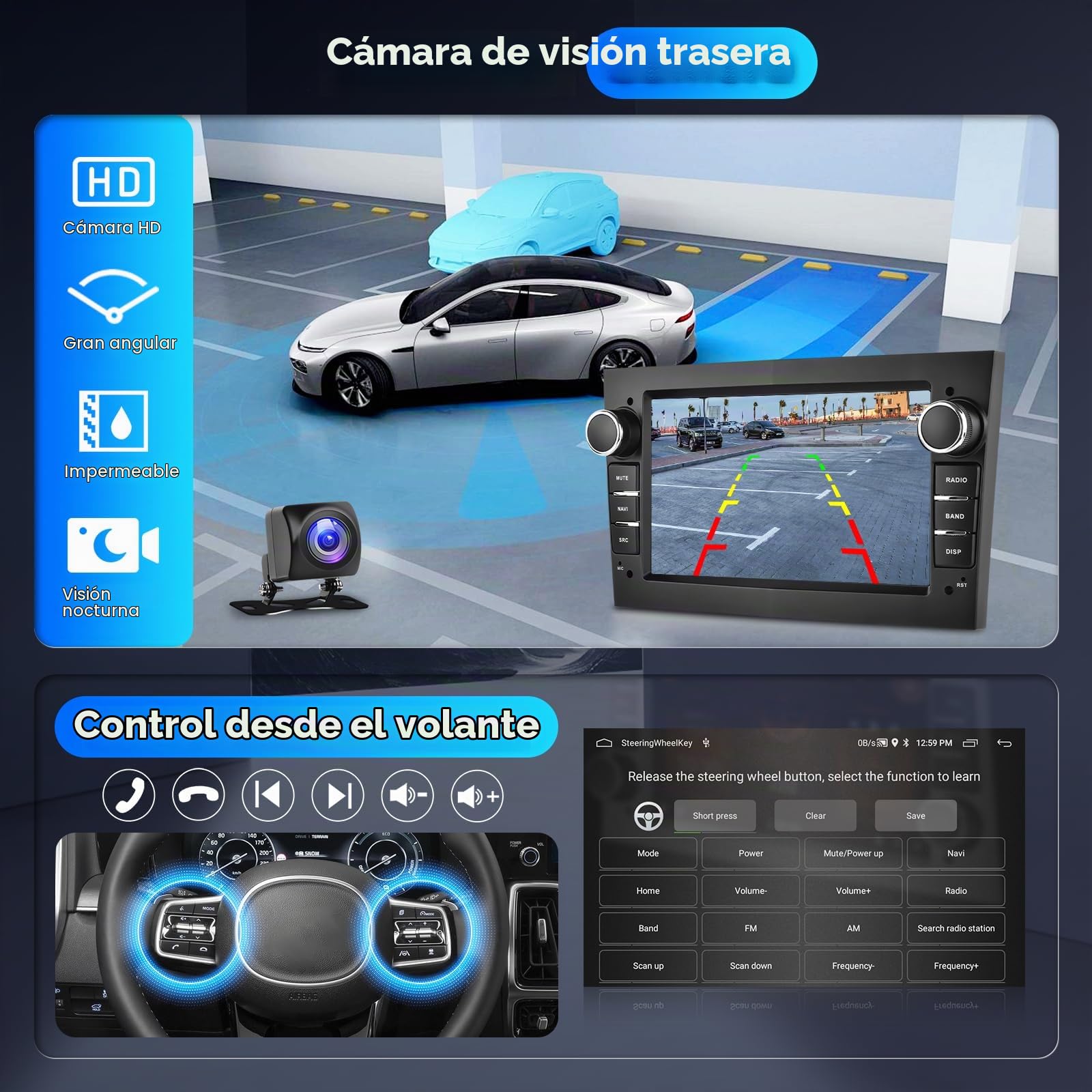 Hodozzy Carplay Radio Coche para Opel Astra Antara Vectra Corsa Zafira Meriva Vivaro Combo,7 Pulgada Touchscreen con/Mirror Link WiFi/GPS/RDS/FM/Bluetooth/USB+Camara Marcha Atras,Negro,2G+64G