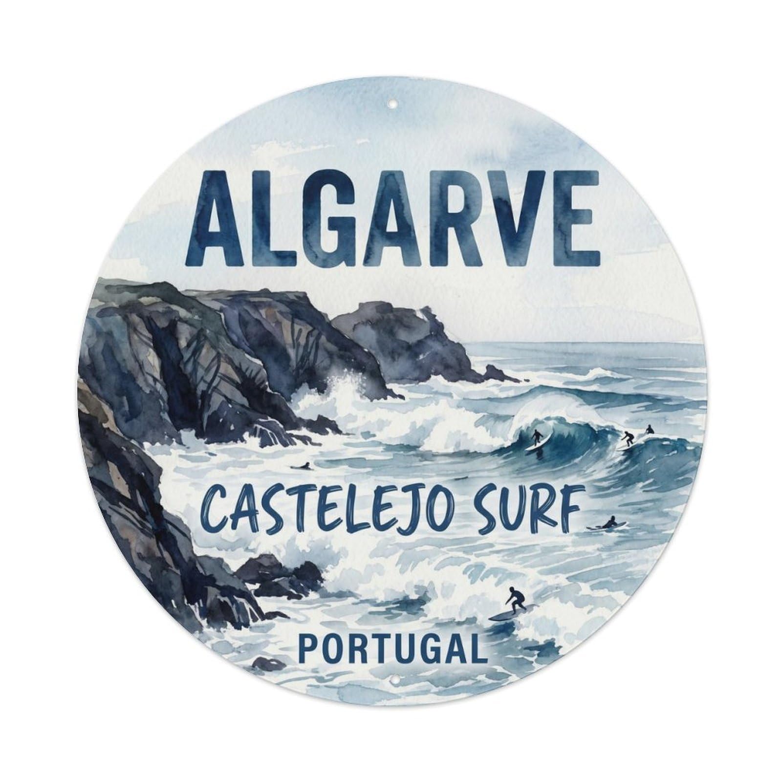 Olhnbad 08X08inch Style Artful Portugal Algarve Coast Scenic Travel Art Metal Tin Sign