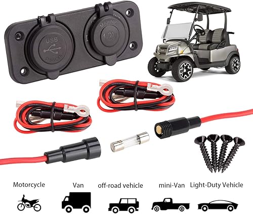 Miniatura 8 de 10L0L Carrito de golf Encendedor de cigarrillos Salida y carga rápida 3.0 DC 12V Entrada impermeable Cargador USB Adaptador de enchufe de