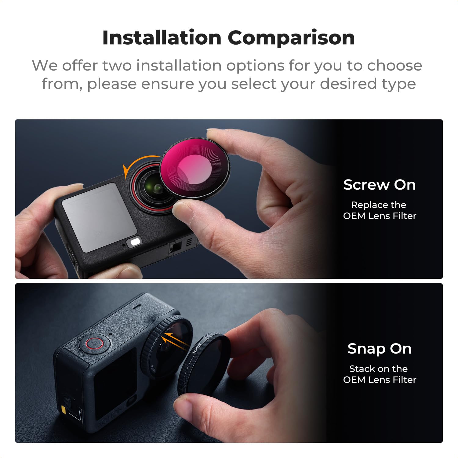 Zestaw filtrów K&F CONCEPT Clip-On Quick Change Filter Kit kompatybilny z DJI Osmo Action 6, 6 szt. CPL ND8 ND16 ND32 ND64 Black-Mist 1/4 Filtr HD Szkło optyczne/wielowarstwowa powłoka Akcesorium do k