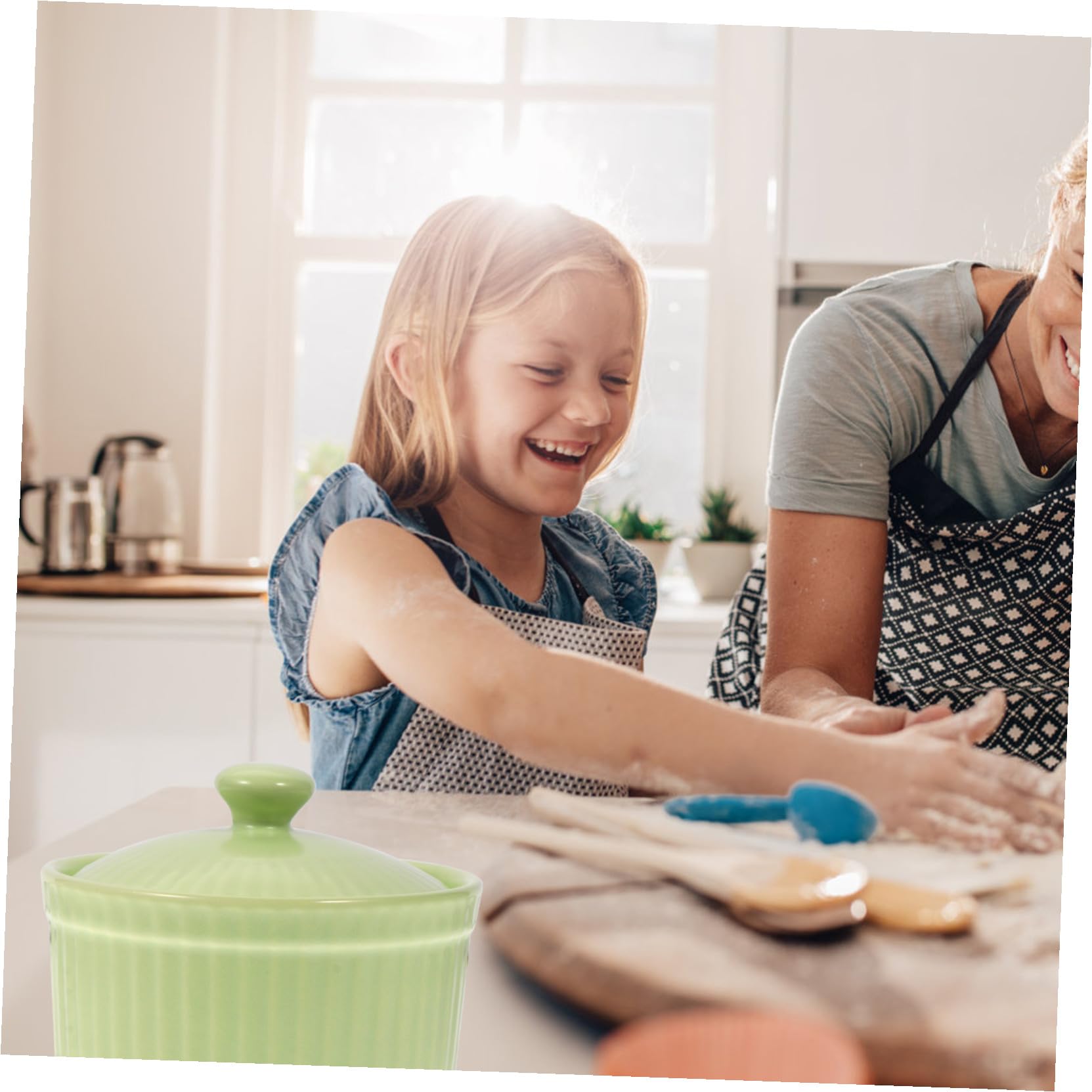 Keramik Puddingschüssel mit Deckel, 1 Stück Grün für Kinder