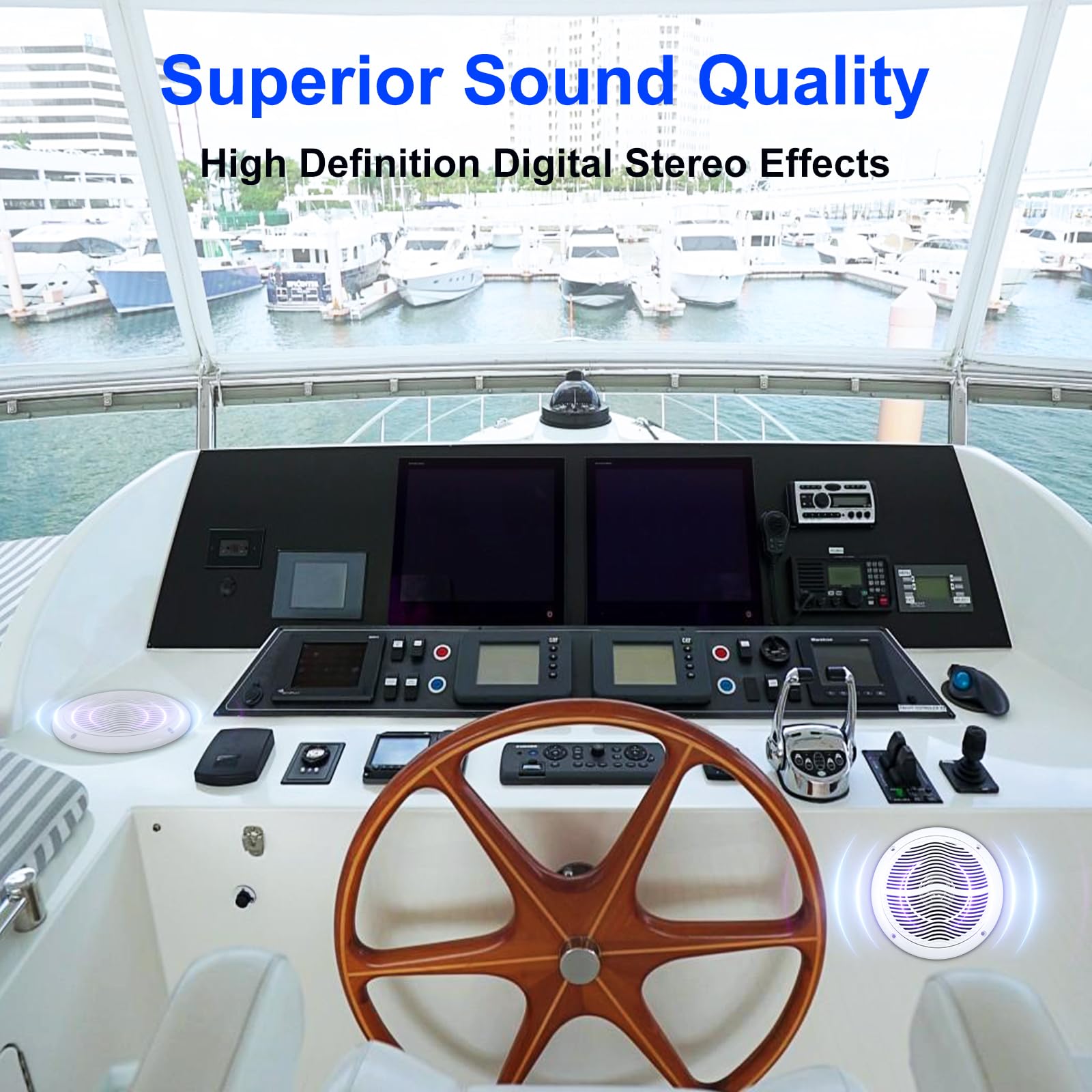 STUDIOFINIX Altavoces Bluetooth Marinos de 6,5 Pulgadas y 240 vatios, baño del Barco (2 Pares)