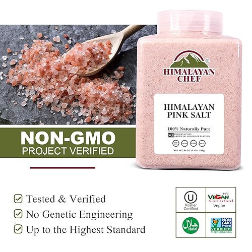 Miniatura 4 de Himalayan Chef Tarro de plástico fino de sal rosa del Himalaya, 5 libras, paquete de 6