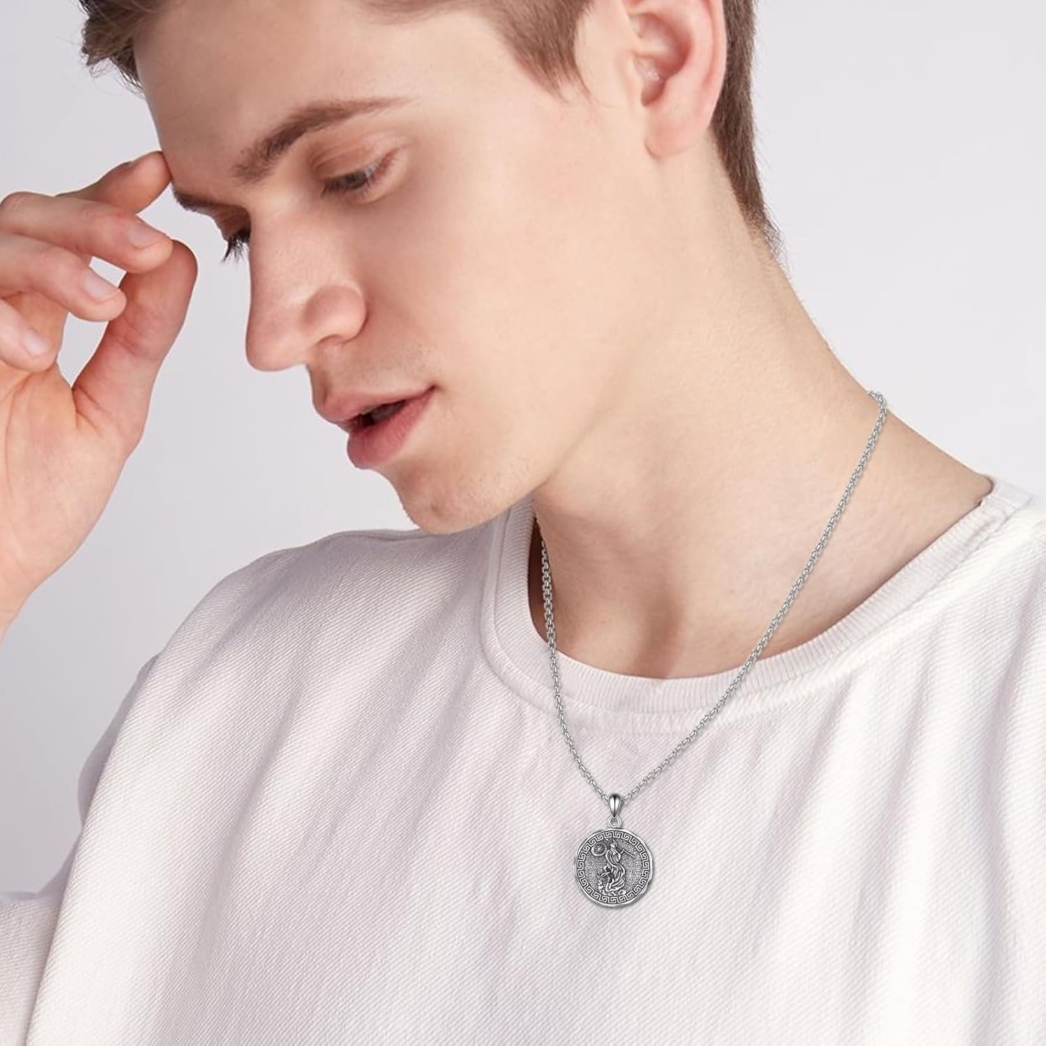 YFN Athena Necklace Sterling Silver Religious Protector Pendant Jewelry Greek God Gifts for Women Men - Image 5