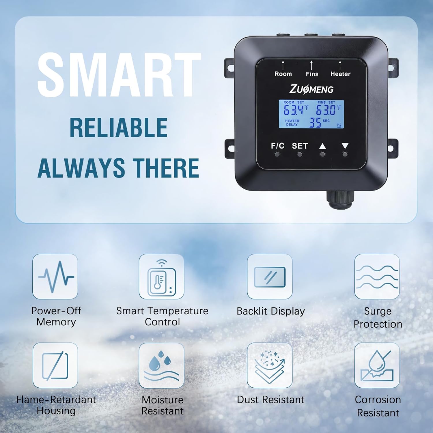 Cooler Control for Window AC Unit, Smart Temperature Control for DIY Walk-in Cooler, 33°F–65°F Adjustable for Meat, Garden Produce, Flowers, and Drinks