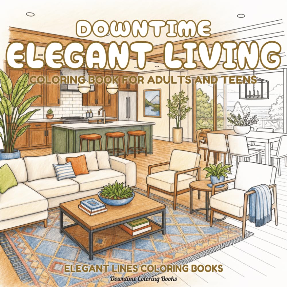 Downtime Elegant Living: Coloring Book for Adults and Teens