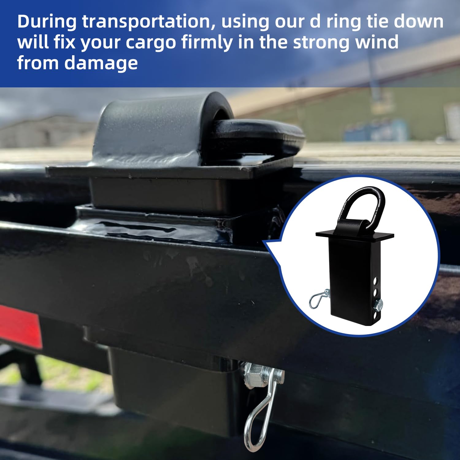 4 ganci regolabili resistenti con anello a D per ancoraggio con perno di traino da 1,27 cm, adatti per camion a pianale e rimorchi con tasche standard da 5,1 x 10,2 cm, 7348 kg