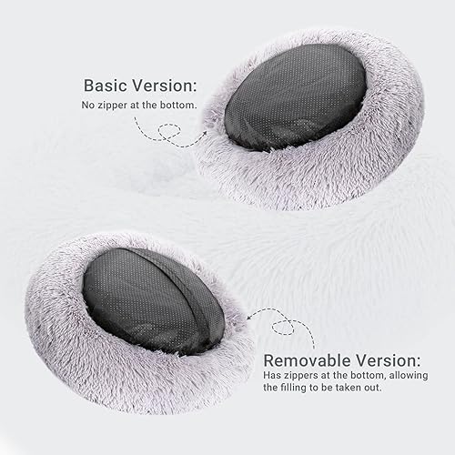 Miniatura 4 de SPUNKYJUNKY Cama para perros de felpa calmante redonda en forma de dona, lavable y mullida, cómoda, antiansiedad, para gatos, perros pequeños,