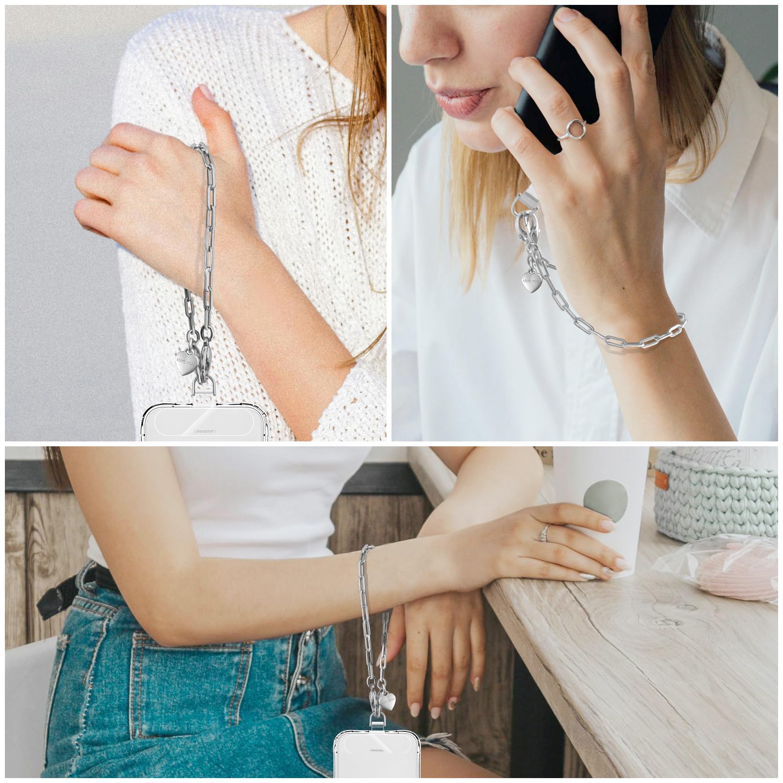 UKON Mobile Phone Lanyard Crossbody And Phone Wrist Strap Set, Metal Phone Chain Neck Strap For - View #10