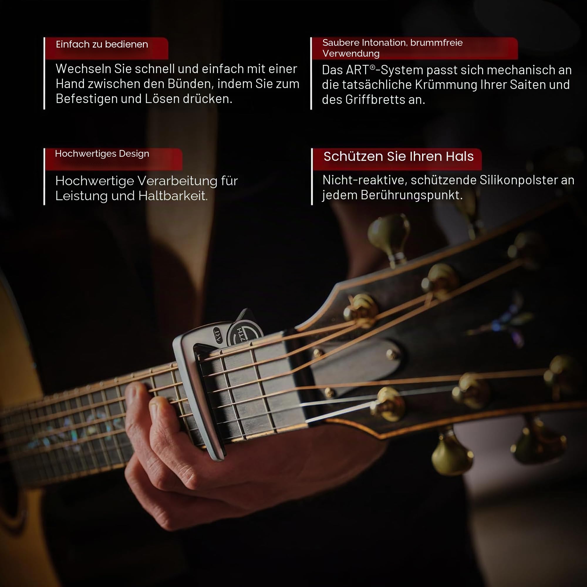 G7th Performance 3 Kapodaster Silber – Einzigartige Tension Control & Adaptive Radius Technologie – Preisgekrönter Kapodaster für Akustik- und E-Gitarren