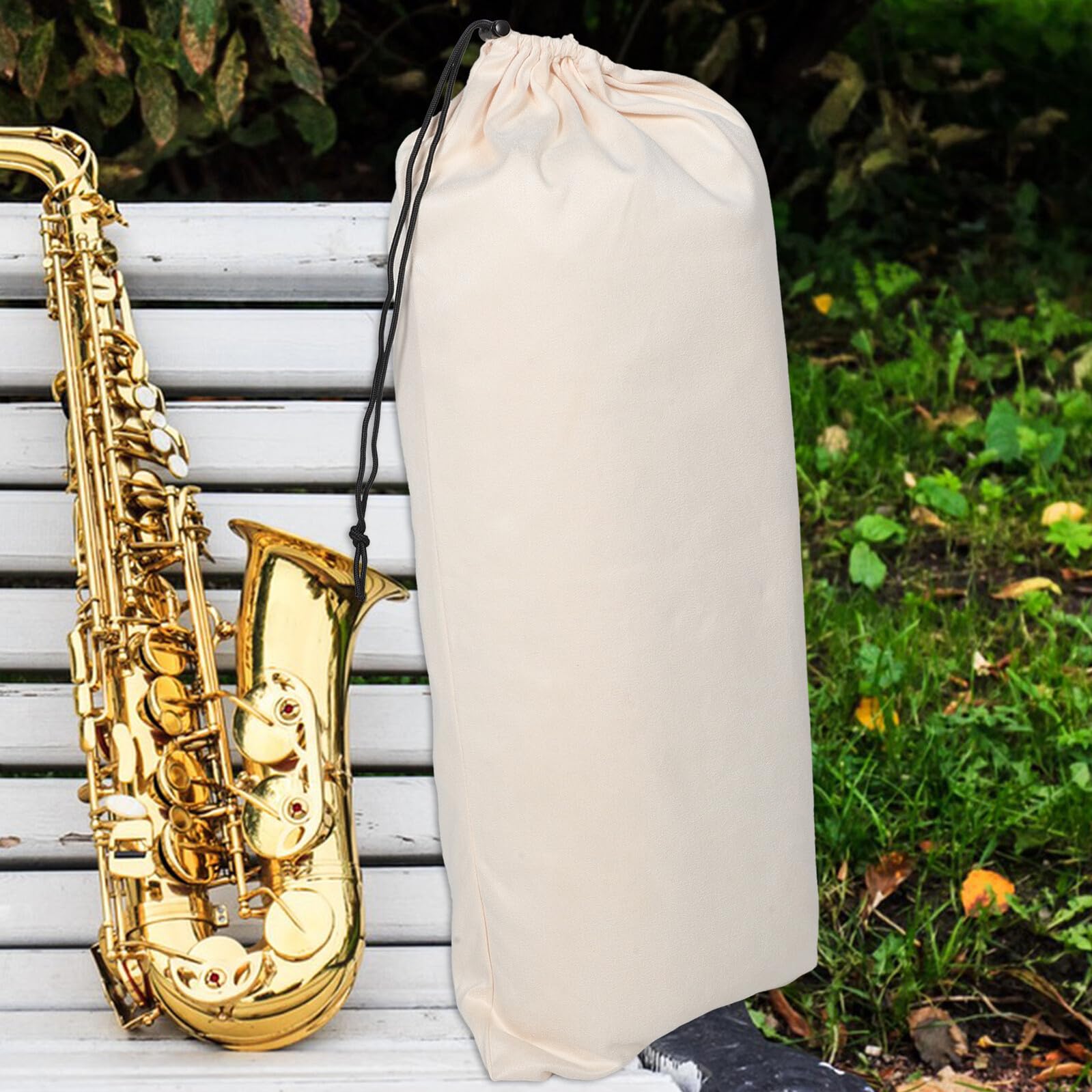 Hemobllo Custodia per Sax Alto Beige Coulisse, Leggera e Facile da Trasportare, Borsa Protettiva per Strumenti Musicali per Viaggi e Performance