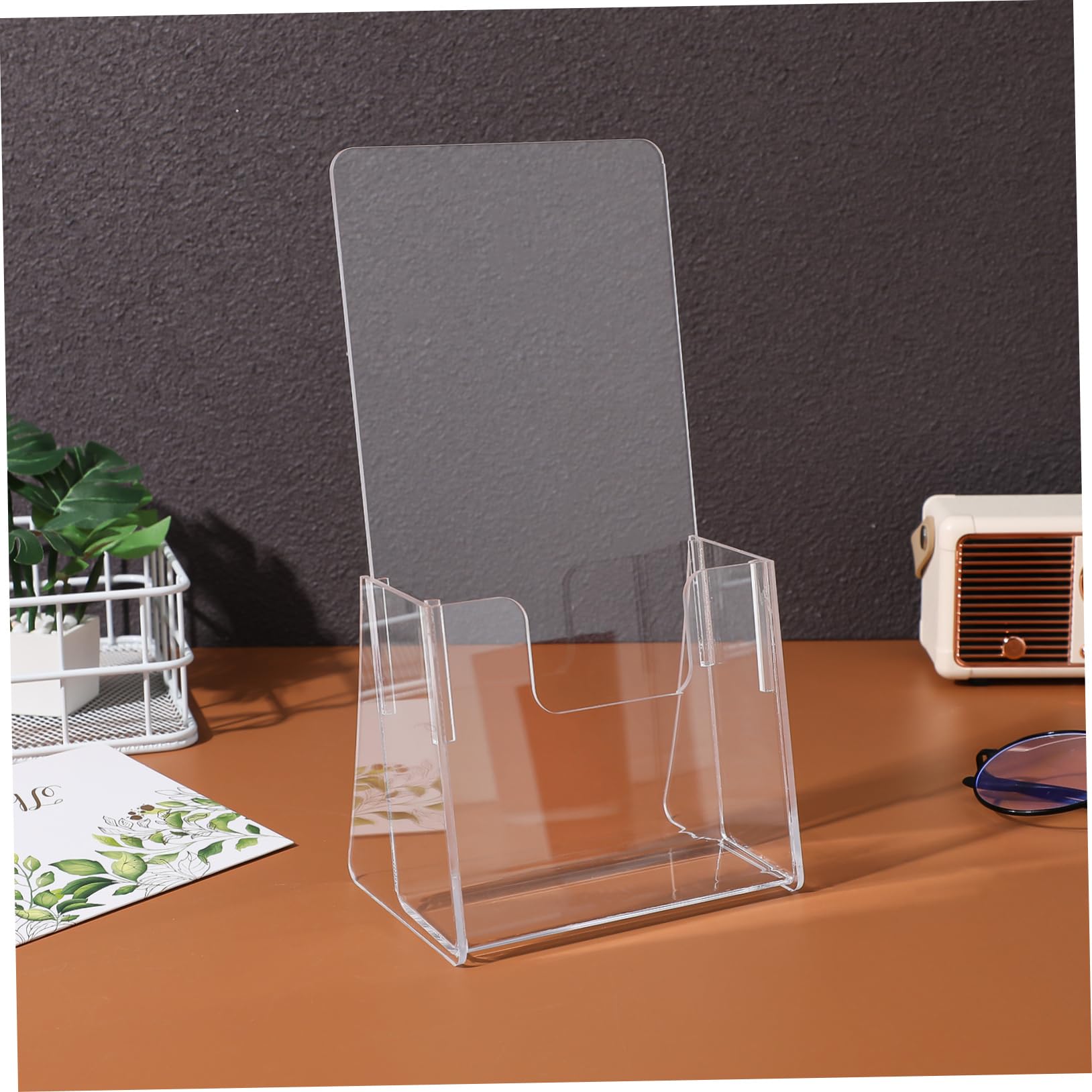 OUNONA Portafolletos de Acrílico 2 Pcs Expositor Porta Menú Multifuncional Diseño Compacto para Oficina o Hogar
