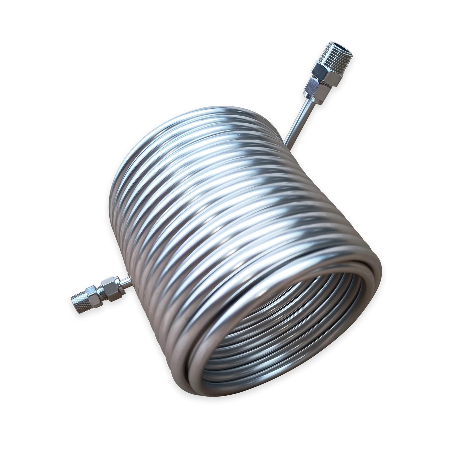 Enfriador de Mosto y Agua for Cerveza de Doble Capa, serpentín de enfriamiento de 14 m de Longitud, Acero Inoxidable 304 de Grado alimenticio, Conector de 3/8" y 1/2" Uso Multifuncional