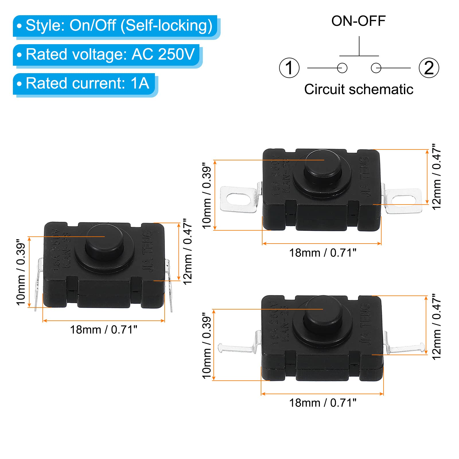 Aexit AC 250V/125V Control electrical 1A 4 Keys Interlock Push Button Switch for Fan