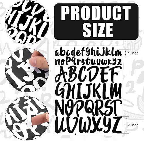 Miniatura 2 de 520 calcomanías de vinilo del alfabeto, 10 hojas de calcomanías de letras mayúsculas de 1 pulgada y 2 pulgadas, prácticas letras autoadhesivas para