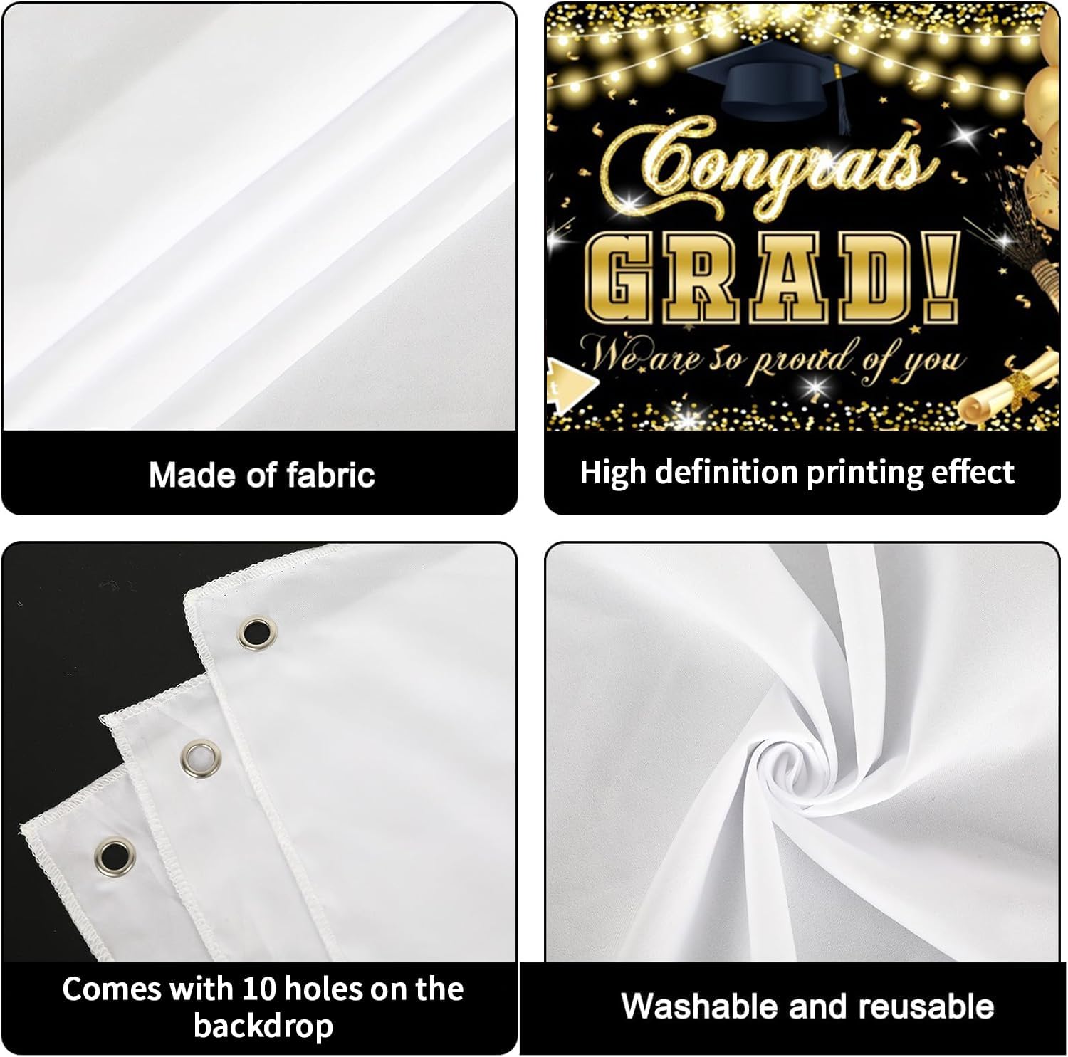 Graduation Garage Door Banner 7x16ft Class of 2026 Graduation Backdrop Black and Gold Congrats Grad Backdrop Congratulations Graduation School Prom Party Banner Decorations Garage Door Cover