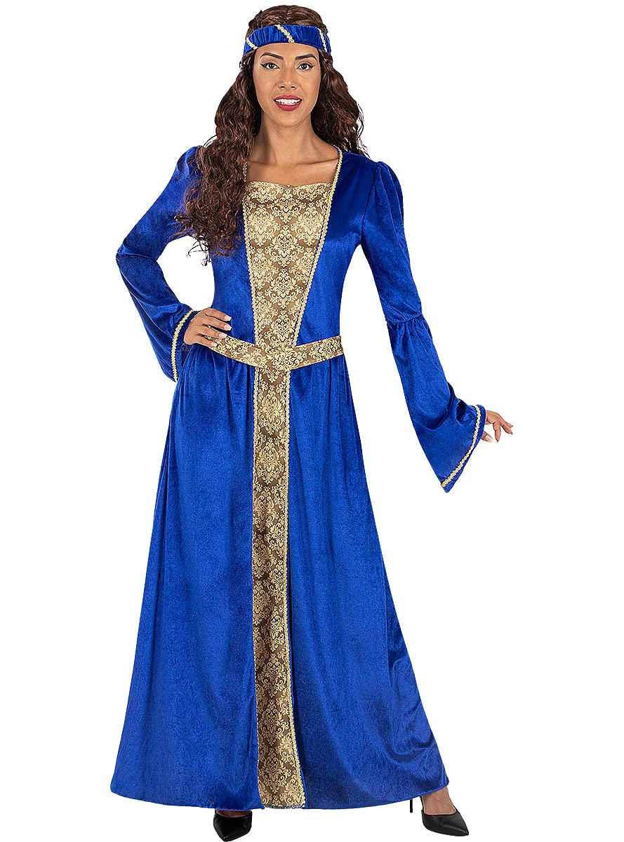 Funidelia | Disfraz de princesa medieval azul para mujer Medieval, Edad Media, Princesas, Reina - Disfraz para adultos y divertidos accesorios para Fiestas, Carnaval y Halloween - Azul