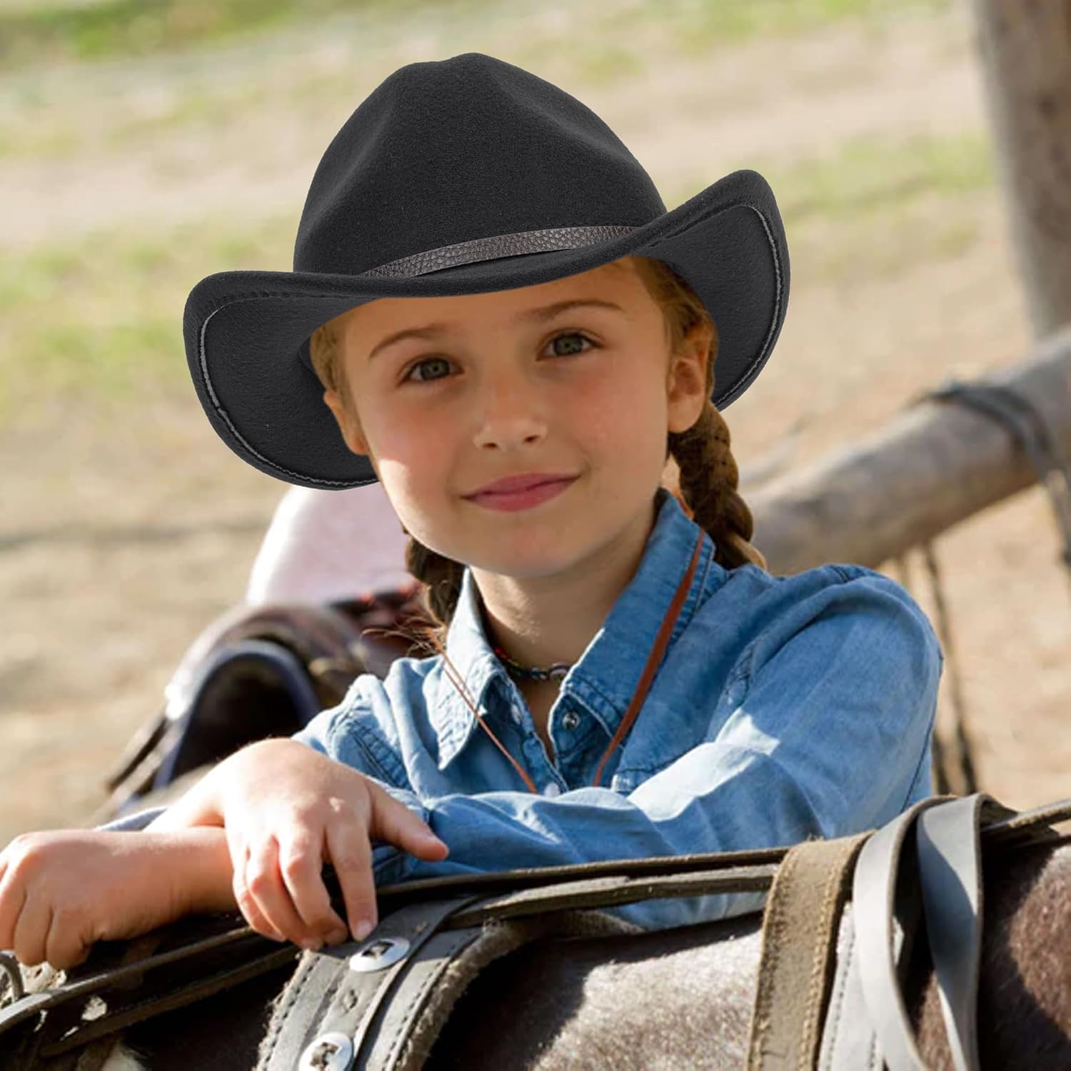 Cowboy Hat for Boys Girls Western Felt Fedora Hat for Kids 3-6 Years