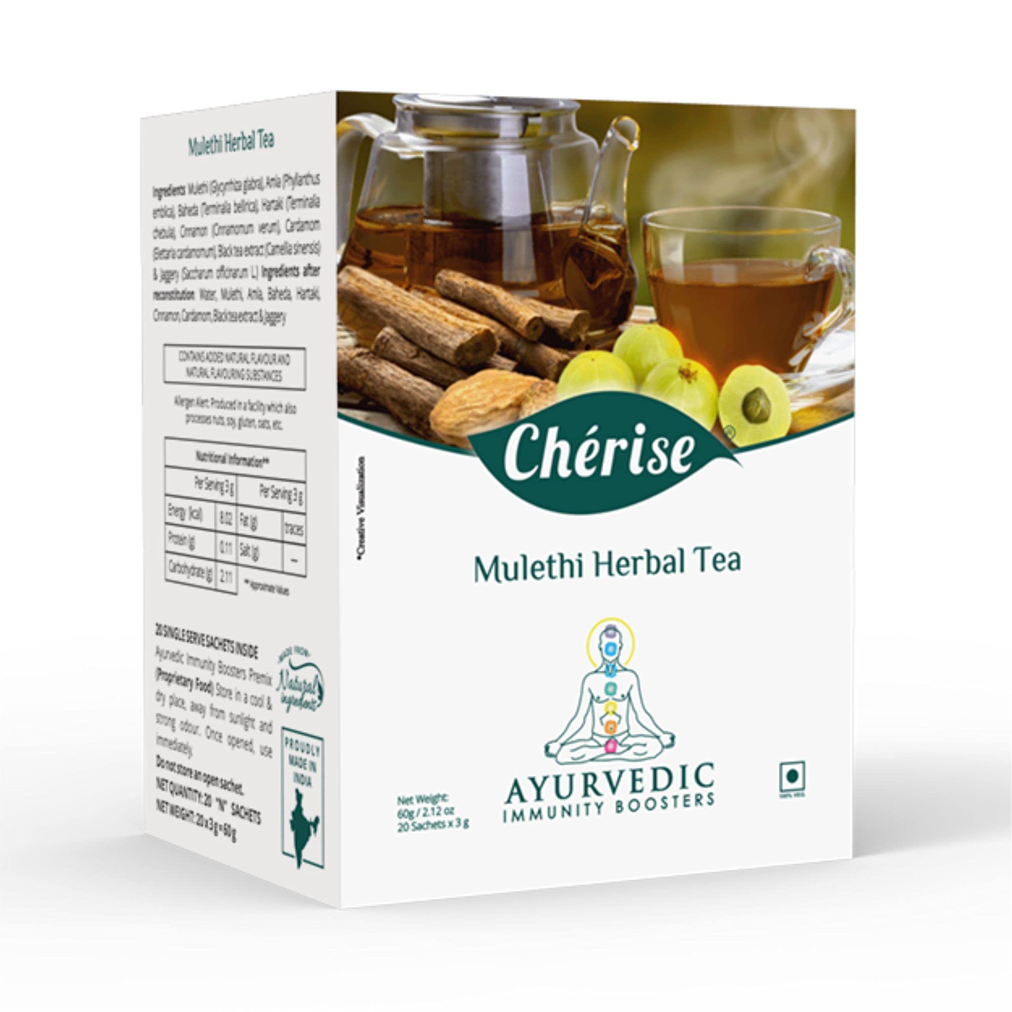 Cherise Mulethi Herbal Tea, Ayurvedic Immunity Booster (3 g x 20 Sachets)