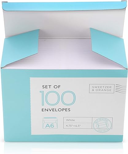 Miniatura 3 de Sweetzer & Orange Sobres A6 para tarjetas de 4 x 6 pulgadas. (50 con caja). Sobres blancos autosellados. Lujo 150gsm para sobres de tarjetas de