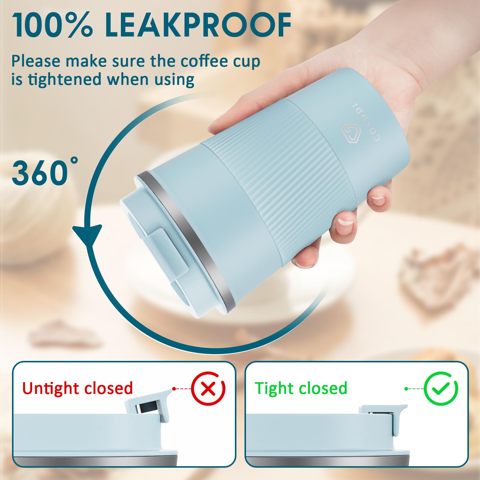 QUOTRE Thermosbeker, 380 ml, roestvrij staal, koffiebeker met lekvrij deksel, thermosbeker, herbruikbare isolatiebeker, vacuüm lekvrij, reisbeker voor water, koffie, thee, dranken (zwart QUOTRE Thermosbeker, 380 ml, roestvrij staal, koffiebeker met lekvrij deksel, thermosbeker, herbruikbare isolatiebeker, vacuüm lekvrij, reisbeker voor water, koffie, thee, dranken (zwart