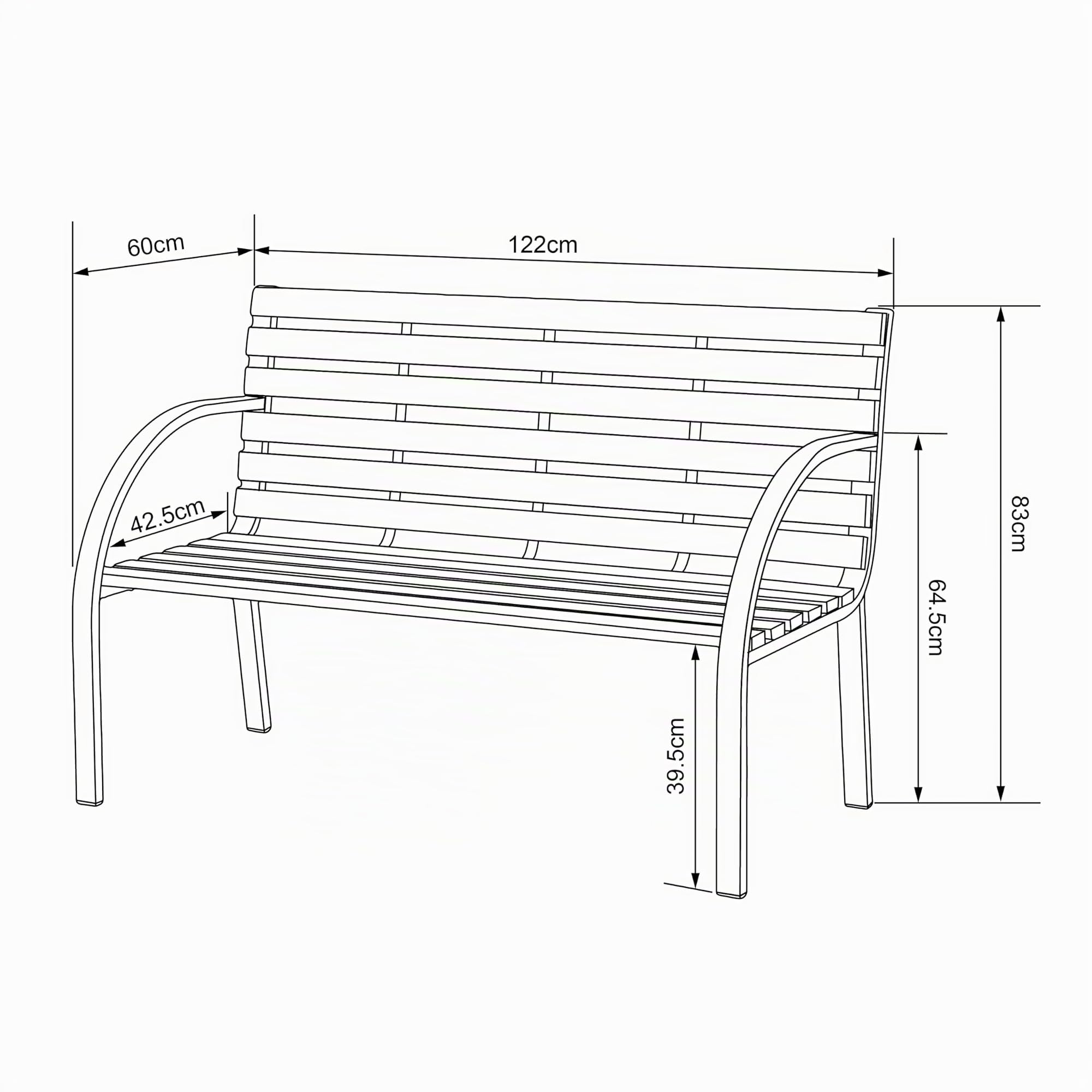 AXI Otis Banc De Jardin Bois - 122X60X83 Cm - Structure Acier Noir Mat - Bois De Cèdre - 2 Places - Extérieur Ou Intérieur - Banquette Extérieur