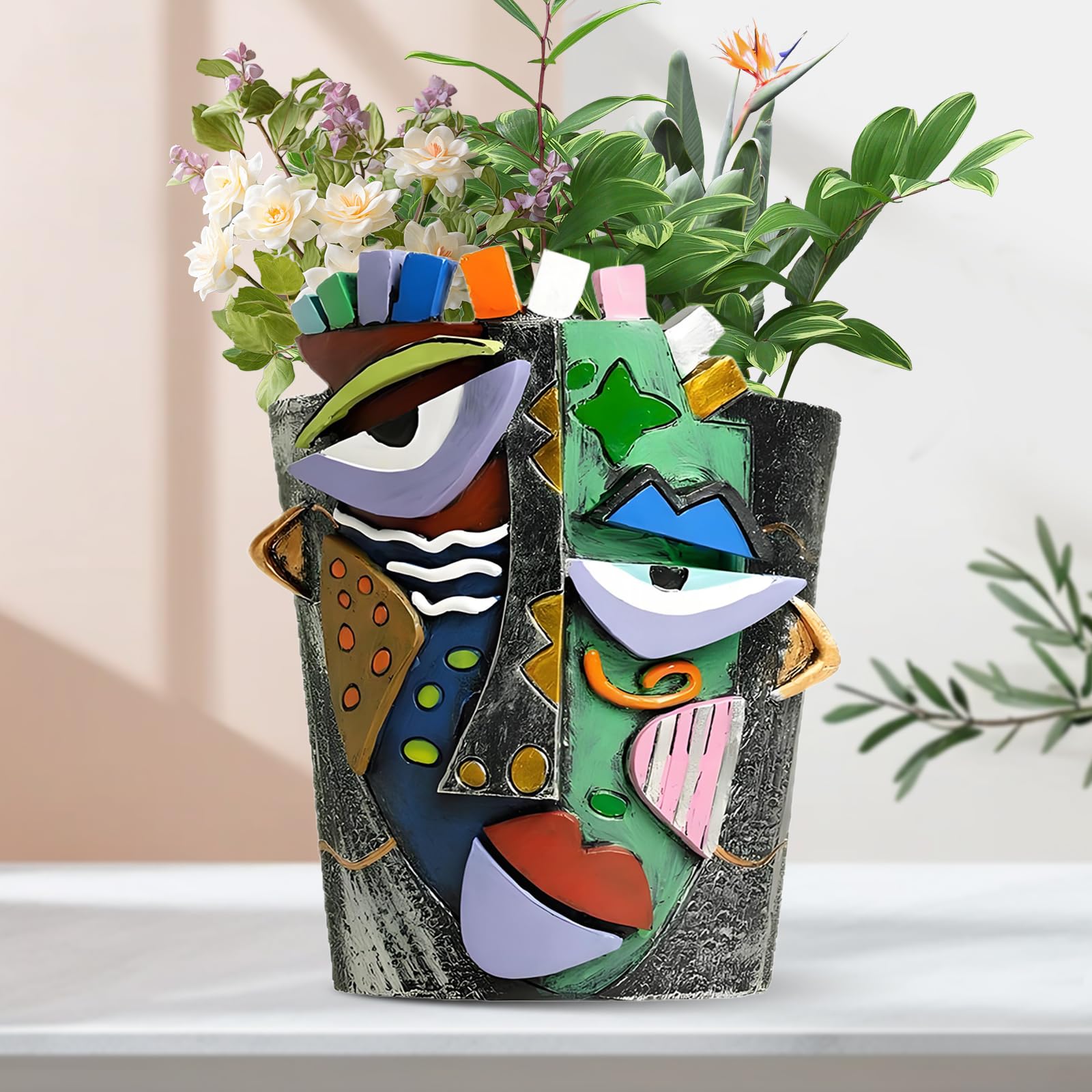 Picasso Abstract Face Planter Bronze
