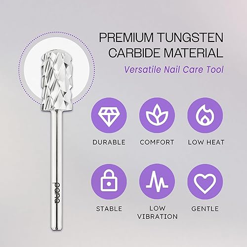 Miniatura 4 de PANA - Broca de carburo para uñas, 332 pulgadas, segura, cabezal grande, punta redonda y lisa, para pulidora Dremel eléctrica. Tamaño del grano (5XC