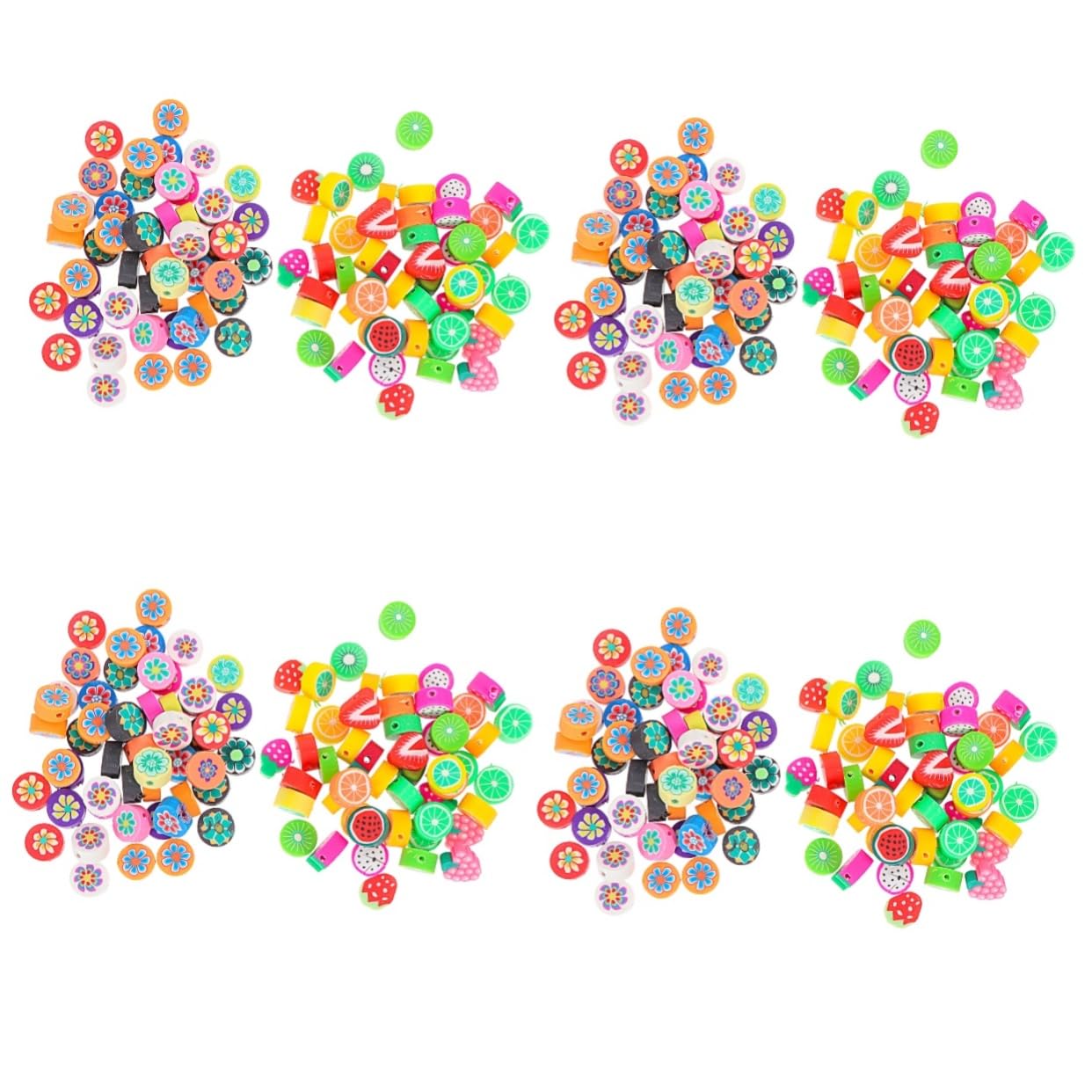 STOBOK 400stücke Polymer Clay Spacer Beads Für Schmuck Bunte Blumen Und Fruchtperlen Für Armbänder Halsketten Und Kreative Bastelprojekte Für Erwachsene