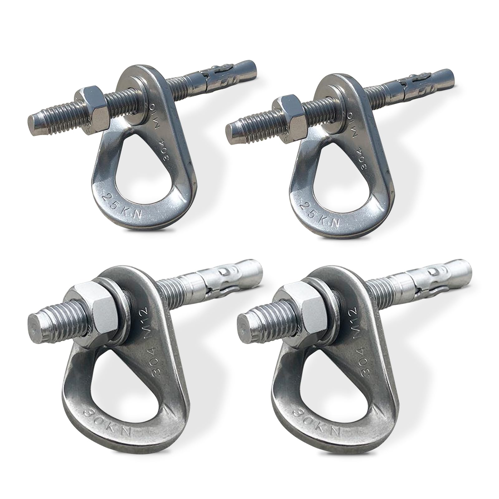YZTONGPAO 304 Stainless Steel Climbing Anchor Bolt, 25-30KN Rock Climbing Bolt Hanger, M10 and M12 Climb Fastening Bolt Safe Fixed Point, 4 Set Rock Climbing Holds
