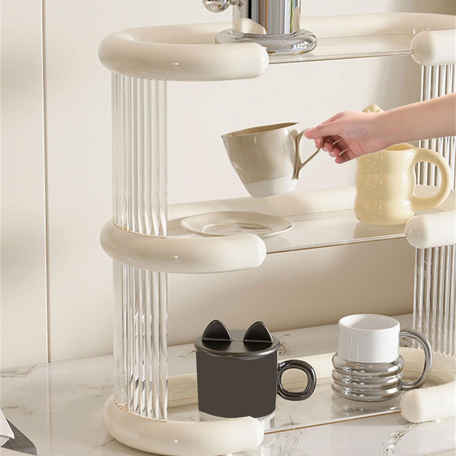Praktischer und stilvoller Getränkehalter Elegantes Tassenregal aus Kunststoff für die Schreibtischorganisation Büro, Arbeitszimmer und Badezimmerregal Küchenbereich