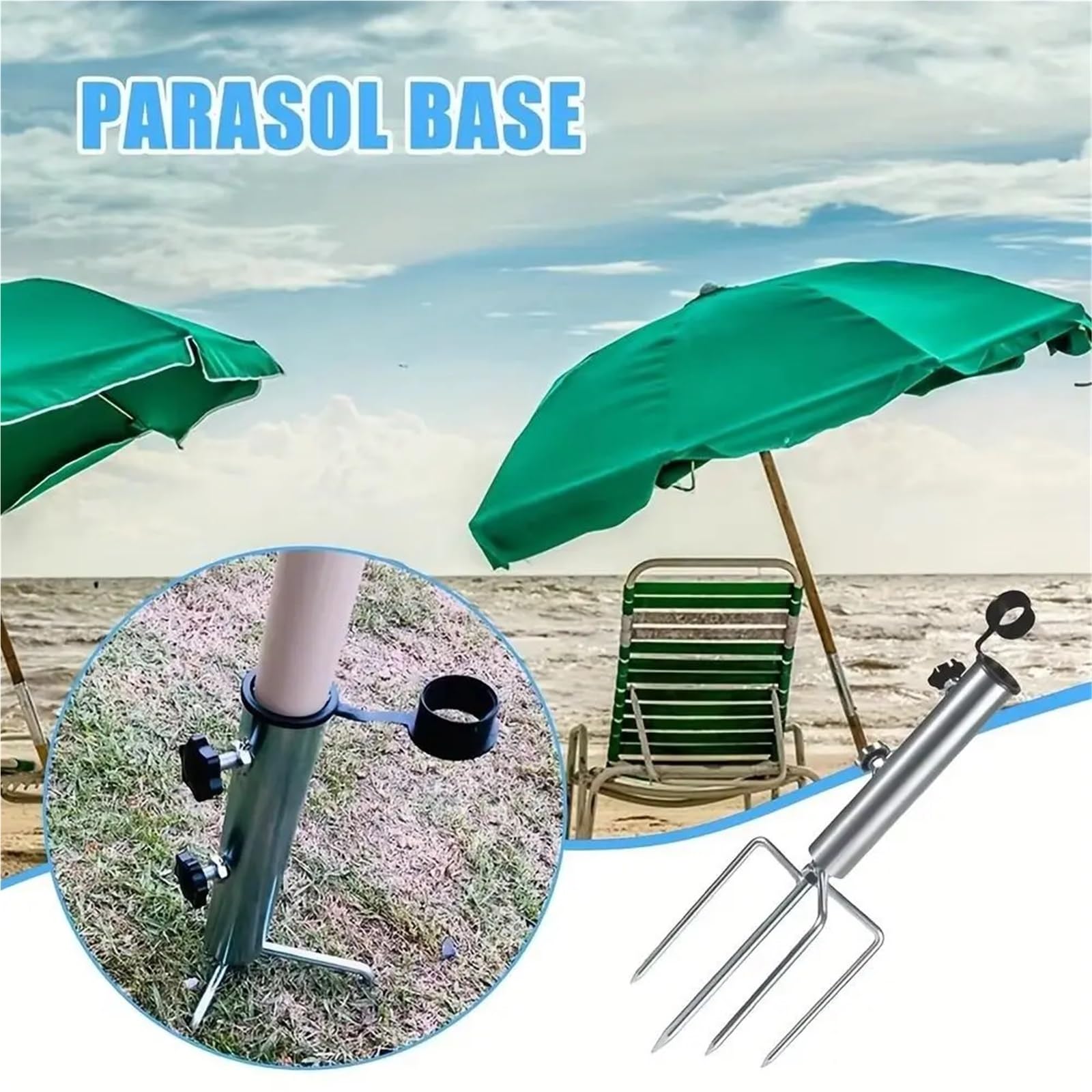 Wytrzymały stojak na parasol, stojak na parasol plażowy, uchwyt na maszt, kotwica piaskowa ze słupkami ogrodowymi, przenośna podpórka, zapewniająca stabilność na zewnątrz i odporność na warunki