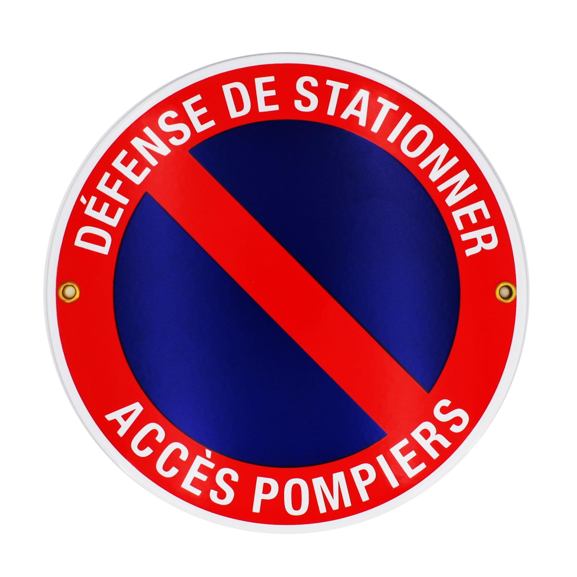 Plaque emaillée DÉFENSE DE STATIONNER ACCÈS POMPIER ⌀ 20 cm Panneau Interdiction de Stationner, Panneau Défense de Stationner | Propriété Privée | sortie de voitures