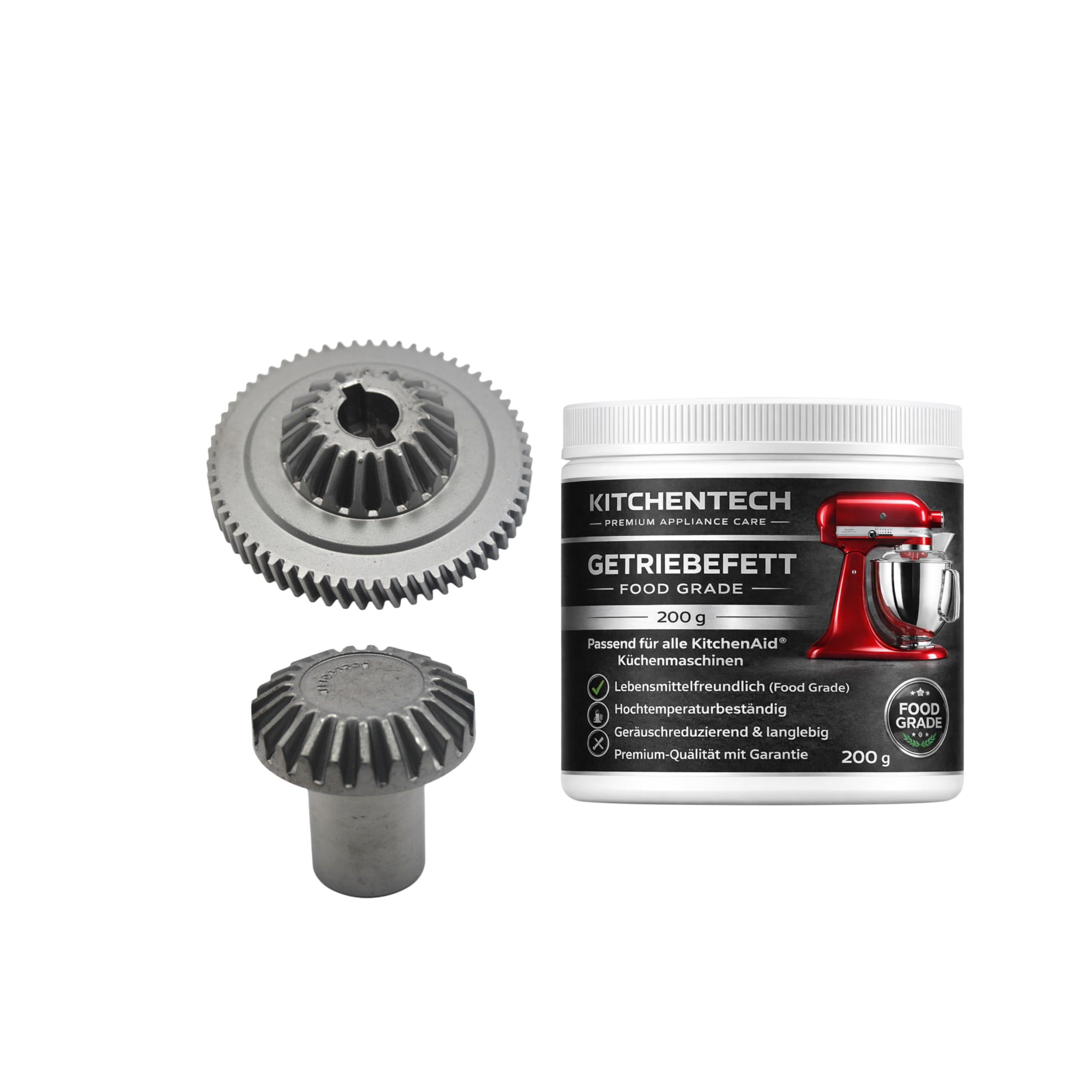 Kit di riparazione del cambio compatibile con robot da cucina KitchenAid – ingranaggi in acciaio + grasso lubrificante alimentare – adatto per Artisan, Classic, Ultra & Heavy Duty