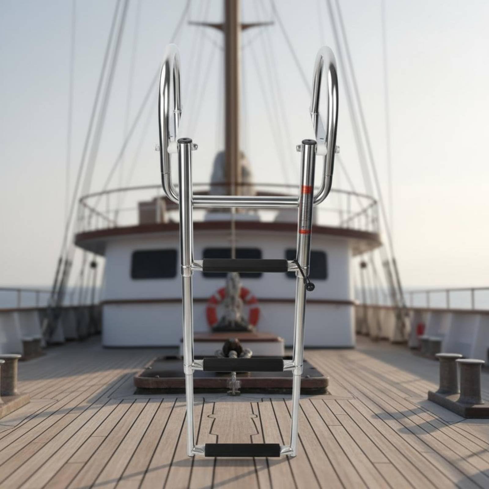 Échelle de Bateau Marine Échelle de Bain Échelle Télescopique Échelle Pliable Construction en Acier Inoxydable Résistante à l'eau Adaptée aux Retours, 4 Sections