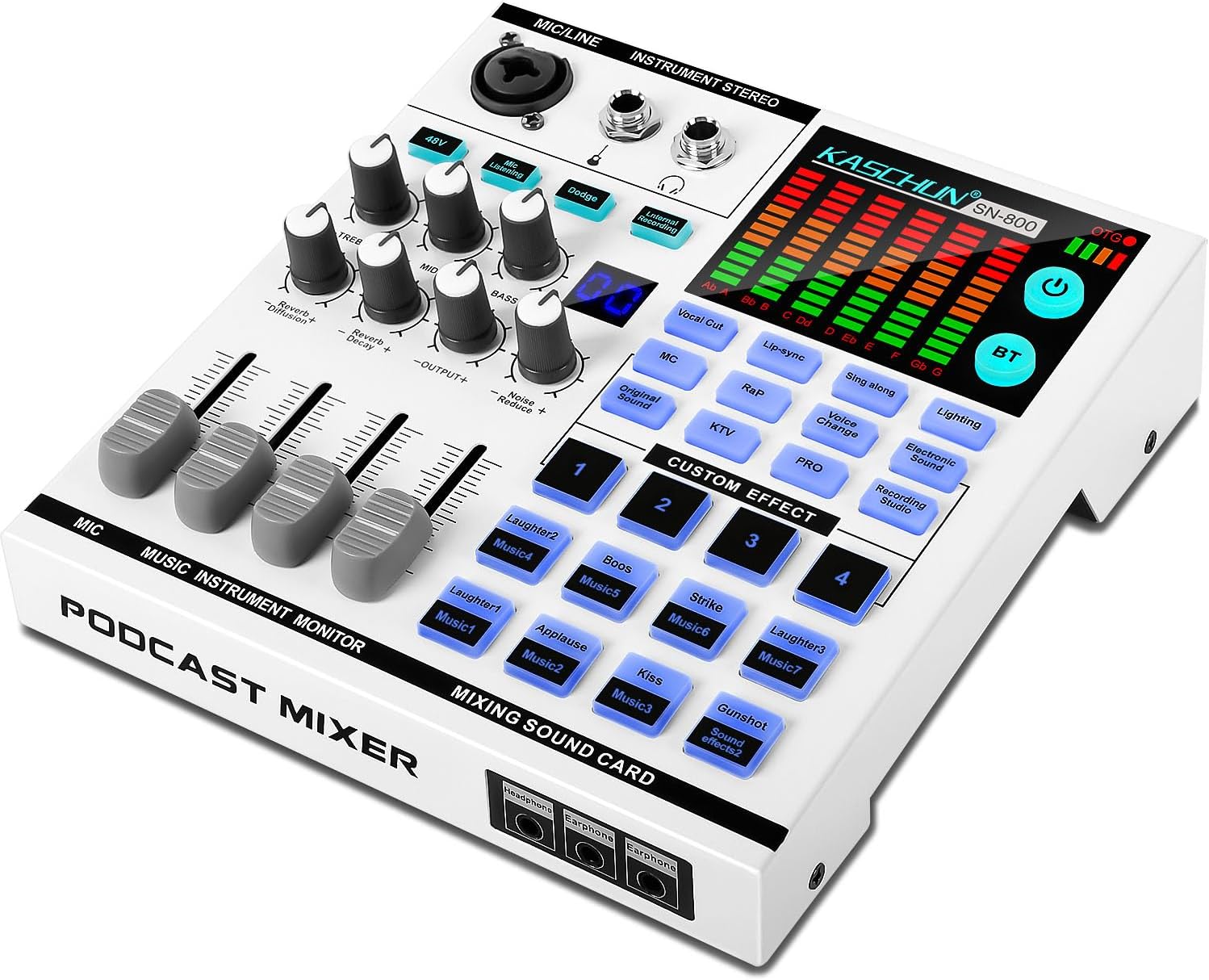 Gaming Audio Mixer, Sound Card With 48V Phantom Power, Bluetooth/6.35mm/3.5mm/Xlr Inputs,and Live Sound Card With Voice Conversion DJ Mixer Effects,Audio Interface for Streaming/Podcast/PC Gaming Audio Mixer, Sound Card With 48V Phantom Power, Bluetooth/6.35mm/3.5mm/Xlr Inputs,and Live Sound Card With Voice Conversion DJ Mixer Effects,Audio Interface for Streaming/Podcast/PC