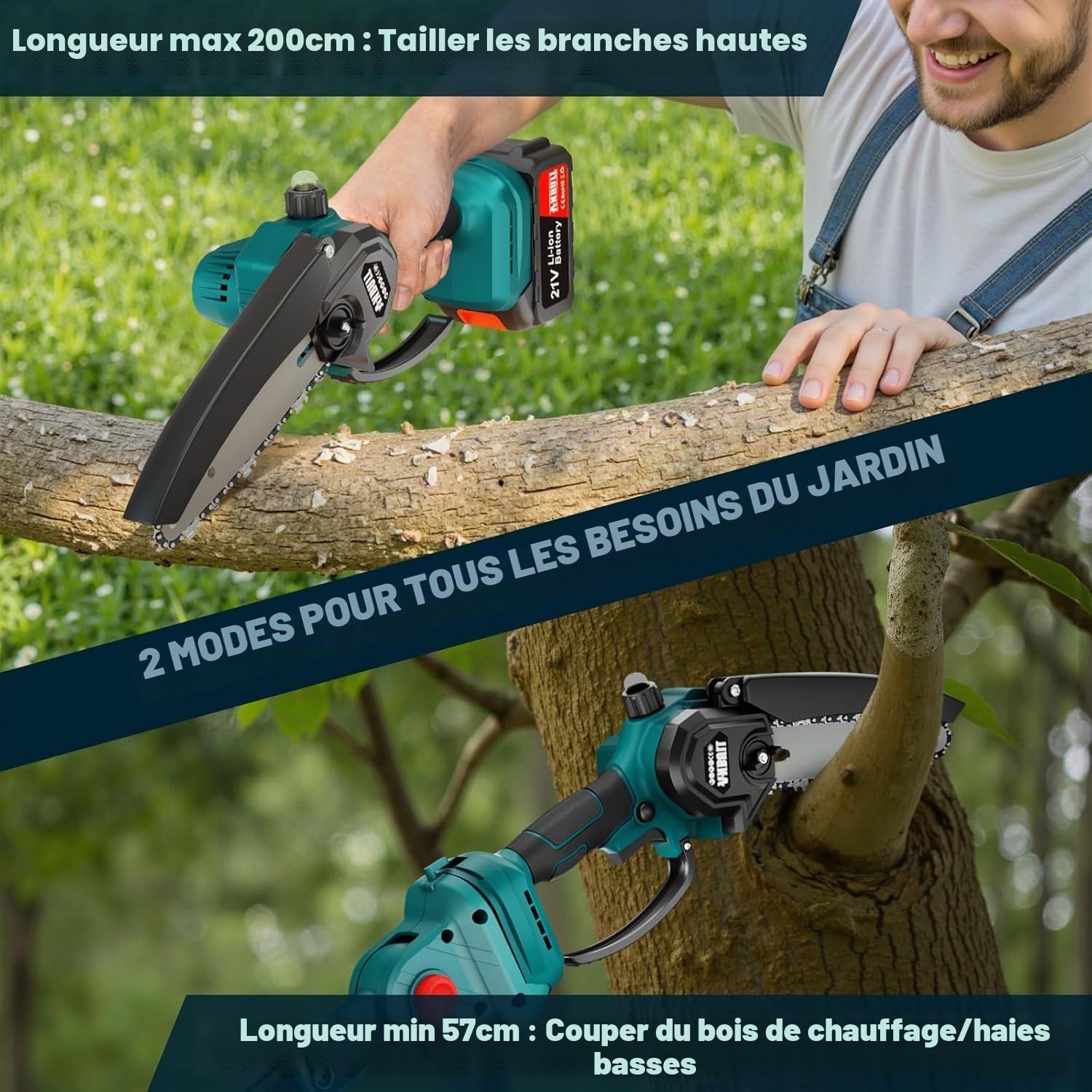 Anbull 2-en-1 Élagueuse sur Perche Électrique 6" – Portée 4,8 m