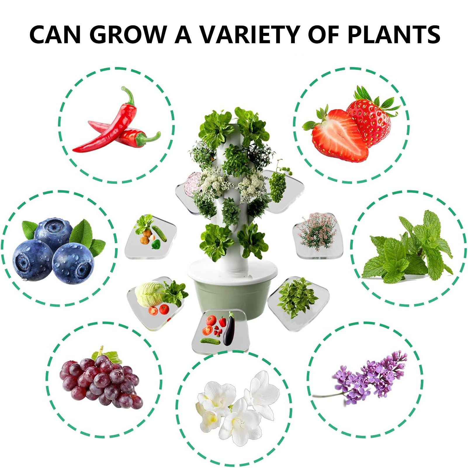 Sistemas de Cultivo Hidropónico Vertical Torre Hidropónica Jardín con Bomba Hidratante y Tanque de Agua Móvil Kit de Cultivo Aeropónico para Hierbas de Interior Frutas Verduras Black-9Layer