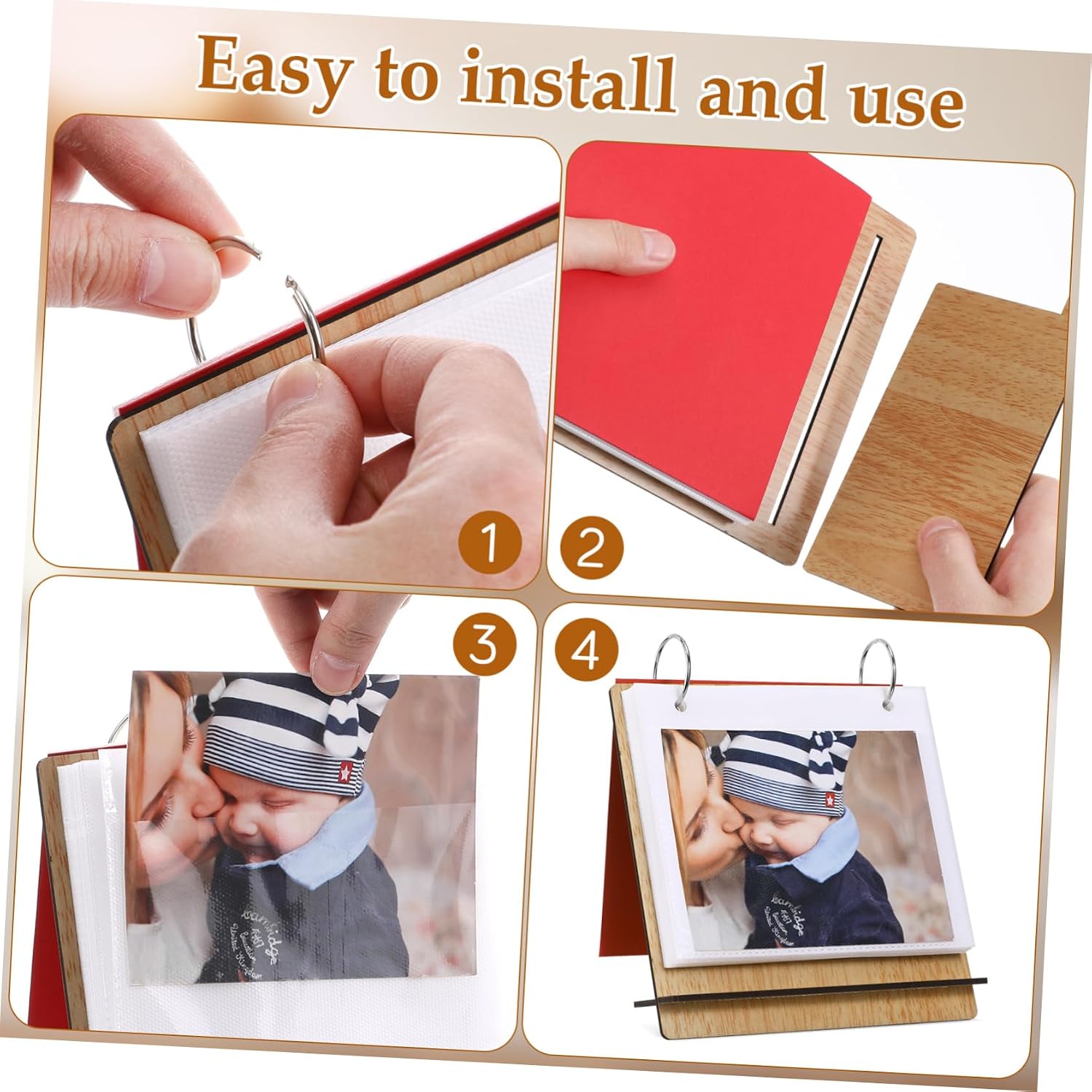 Photo Album for Boys and Multi Function Growth Picture Frame with Easy Photo Insertion Elegant Keepsake for Desk Display for Shower Decorations