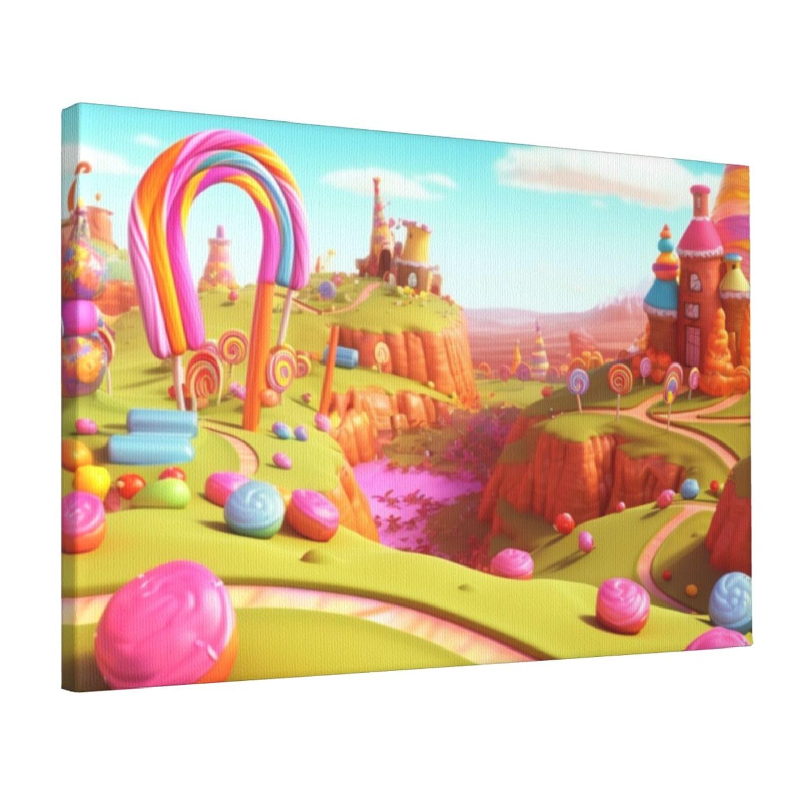 KLOPH candyland Canvas Wall Art for Living Room 12"x18" Modern Artwork Painting for Bathroom Hanging Canvas Prints Aesthetic Wallart for Bedroom Kitchen Office Wall Decor