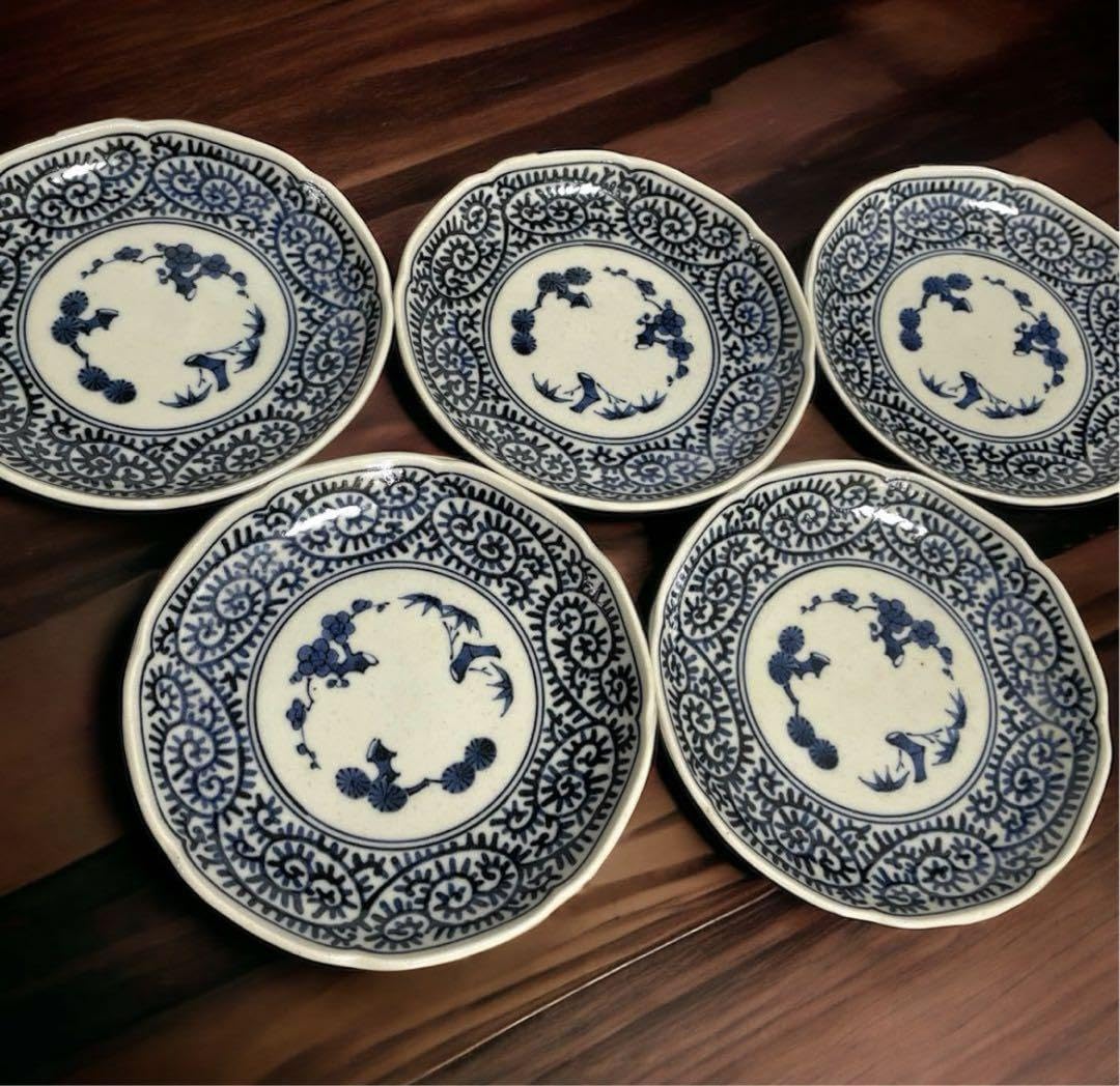 Mino Ware Ryuho Kiln Dyed Octopus Arabesque Old Imari Dishes