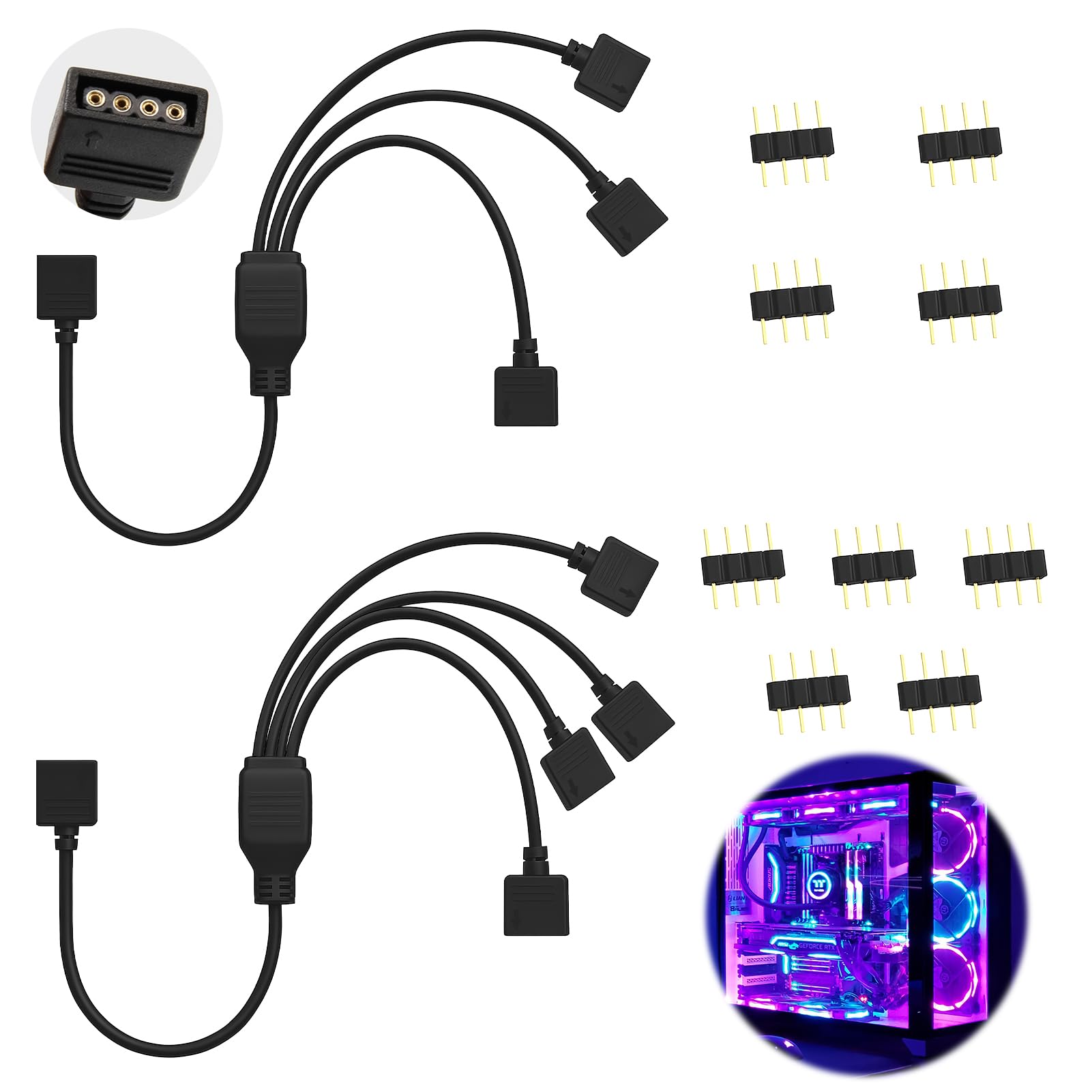 Câble Répartiteur ARGB 5V 4 Broches, Hub ARGB et Fan Splitter 30 cm pour PC