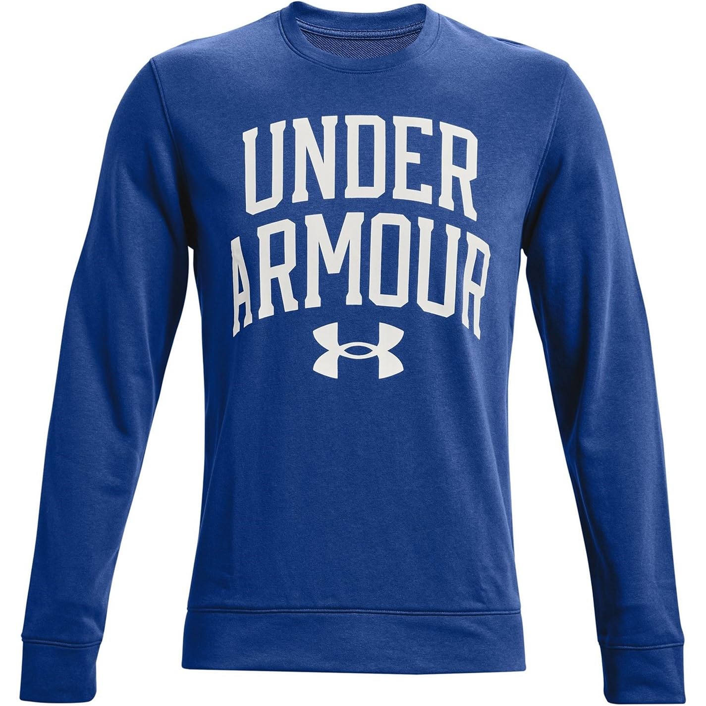 UNDER ARMOUR MEN'S UA RIVAL TERRY CREW NECK SWEATSHIRT JUMPER BLUE WHITE COMFY