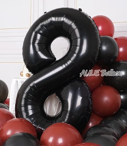 Miniatura 3 de AULE Globos grandes negros de 40 pulgadas con número 8, globos de helio de aluminio grandes del 0 al 9, decoraciones gigantes de fiesta de