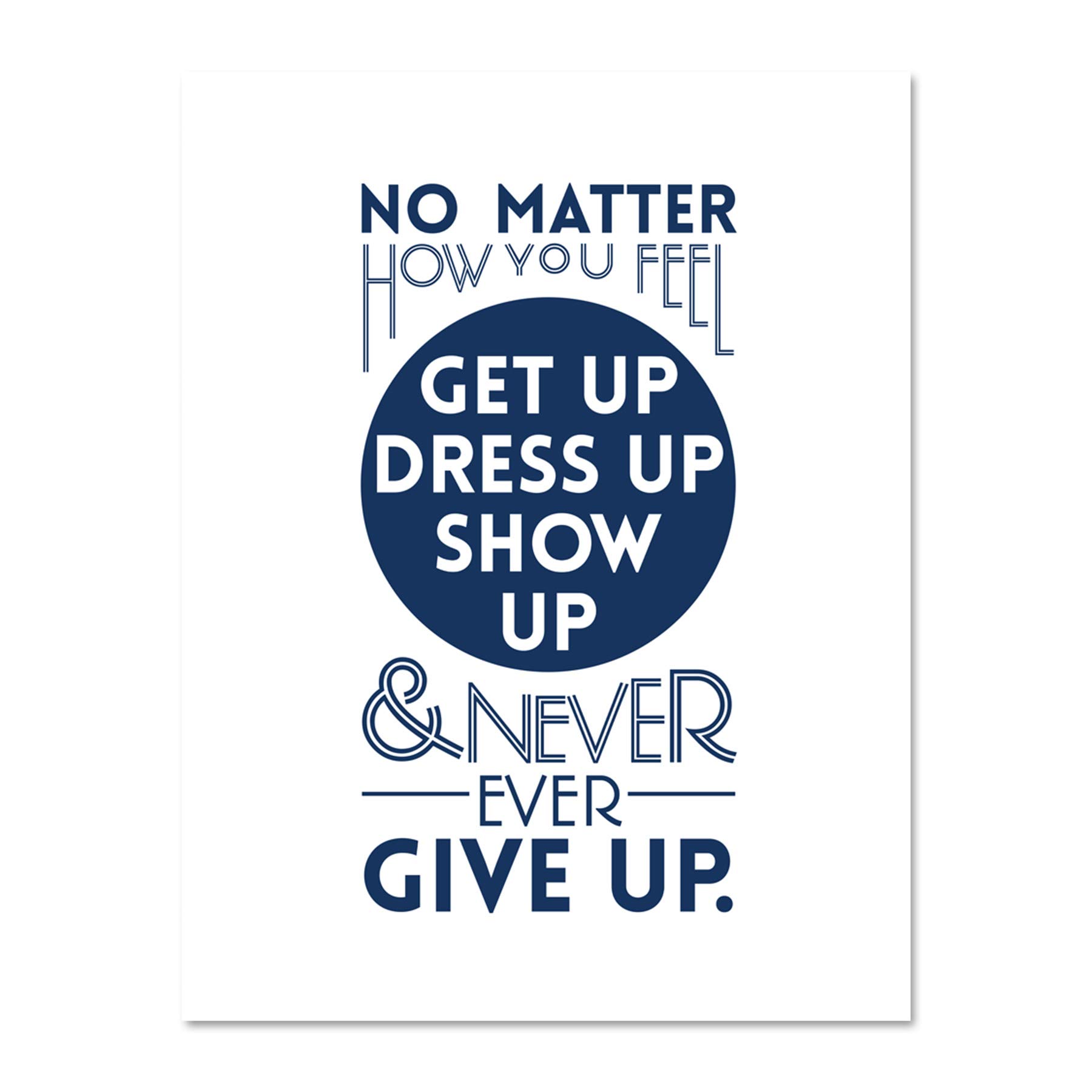 Motivational Get Up Never Give Up Large Framed Art Print Poster Wall Decor 18x24 inch