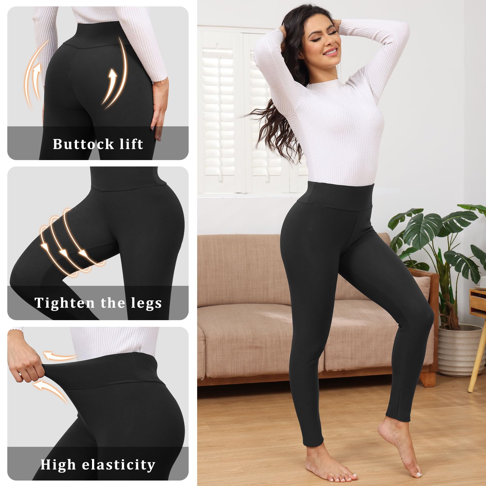 TMEOG Leggins Invernali Donna Pantaloni Termici Leggings Felpati Pantacollant Vita Alta Fuso Termico Pantaloni Elasticizzati Leggings Curvy in Pile de Yoga Corsa Pilates per Donna