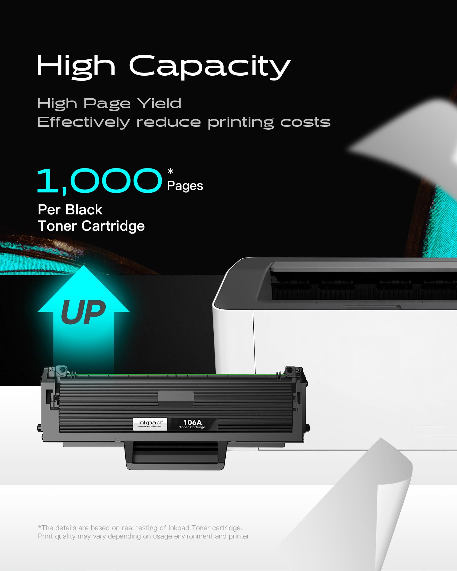 iNKPAD W1106A 106A Toner compatibile per HP 106A Toner per Laser MFP 135wg 107w 107a 107r MFP 137fwg 137fnw 135w 135a 135r Cartuccia stampante(Nero, confezione da 1)